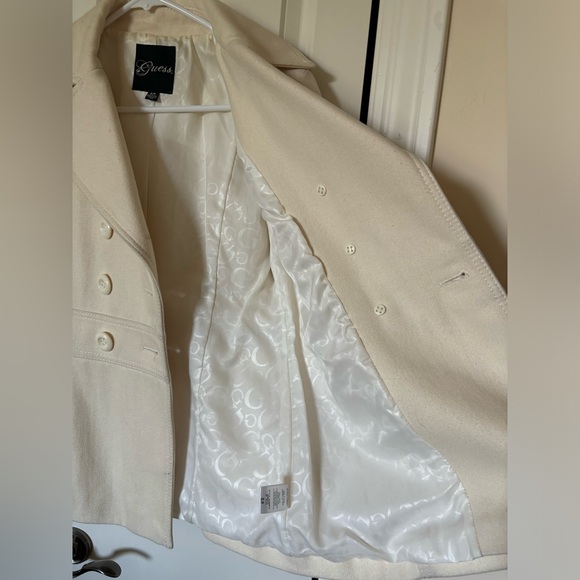 Guess Women's Ivory Wool-Blend Peacoat Size Small - Picture 5 of 9